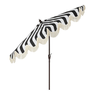 Looney 9 ft. Designer Classic Scalloped Fringe Half Market Patio Umbrella