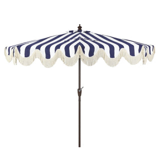 Looney 9 ft. Designer Classic Scalloped Fringe Half Market Patio Umbrella