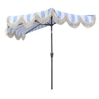 Looney 9 ft. Designer Classic Scalloped Fringe Half Market Patio Umbrella