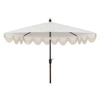 Looney 9 ft. Designer Classic Scalloped Fringe Half Market Patio Umbrella