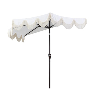 Looney 9 ft. Designer Classic Scalloped Fringe Half Market Patio Umbrella