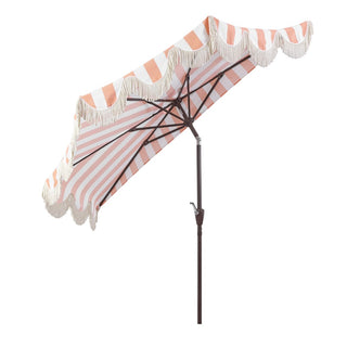 Looney 9 ft. Designer Classic Scalloped Fringe Half Market Patio Umbrella