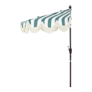 Looney 9 ft. Designer Classic Scalloped Fringe Half Market Patio Umbrella