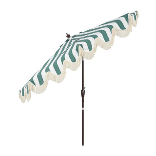 Looney 9 ft. Designer Classic Scalloped Fringe Half Market Patio Umbrella