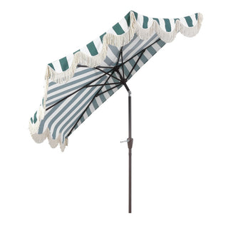 Looney 9 ft. Designer Classic Scalloped Fringe Half Market Patio Umbrella