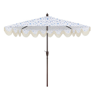 Looney 9 ft. Designer Classic Scalloped Fringe Half Market Patio Umbrella