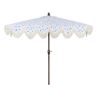 Looney 9 ft. Designer Classic Scalloped Fringe Half Market Patio Umbrella