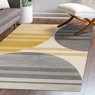 Trident Geometric Striped Circles Area Rug