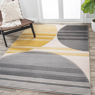 Trident Geometric Striped Circles Area Rug