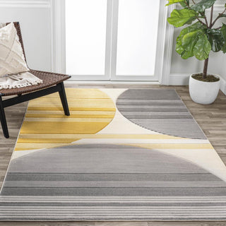 Trident Geometric Striped Circles Area Rug