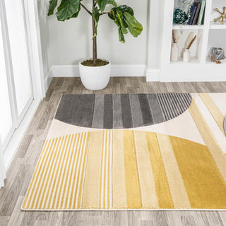 Trident Geometric Striped Circles Area Rug