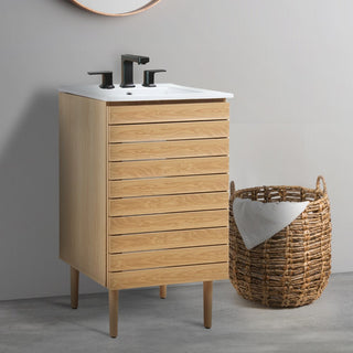 Differnz 19 in. W x 18 in. D x 33 in. H Thick Linear Slat Modern Farmhouse 2-Shelf Bath Vanity Cabinet Only (Sink Basin not Included)