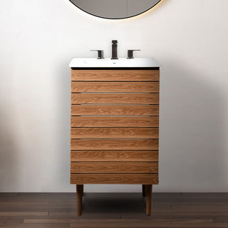 Differnz 19 in. W x 18 in. D x 33 in. H Thick Linear Slat Modern Farmhouse 2-Shelf Bath Vanity Cabinet Only (Sink Basin not Included)