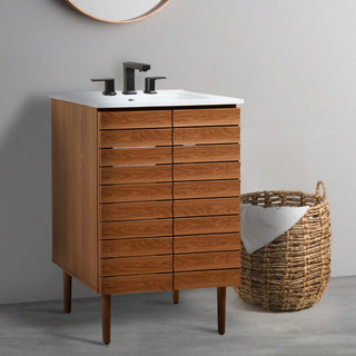 Differnz 19 in. W x 18 in. D x 33 in. H Thick Linear Slat Modern Farmhouse 2-Shelf Bath Vanity Cabinet Only (Sink Basin not Included)