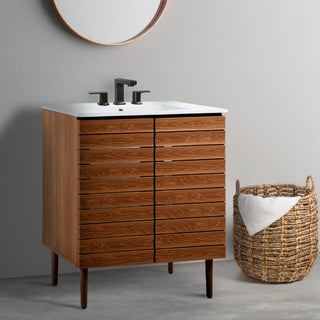 Differnz 19 in. W x 18 in. D x 33 in. H Thick Linear Slat Modern Farmhouse 2-Shelf Bath Vanity Cabinet Only (Sink Basin not Included)