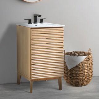 Stockholm 19 in. W x 18 in. D x 33 in. H Thin Linear Slat Modern Farmhouse 2-Shelf Bath Vanity Cabinet Only (Sink Basin not Included)