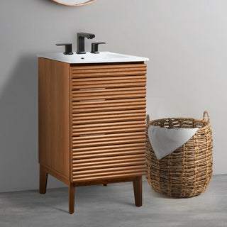 Stockholm 19 in. W x 18 in. D x 33 in. H Thin Linear Slat Modern Farmhouse 2-Shelf Bath Vanity Cabinet Only (Sink Basin not Included)