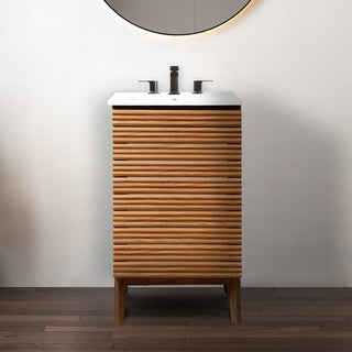 Stockholm 19 in. W x 18 in. D x 33 in. H Thin Linear Slat Modern Farmhouse 2-Shelf Bath Vanity Cabinet Only (Sink Basin not Included)