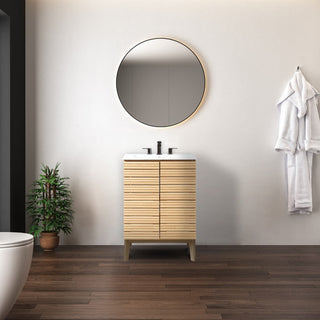 Stockholm 19 in. W x 18 in. D x 33 in. H Thin Linear Slat Modern Farmhouse 2-Shelf Bath Vanity Cabinet Only (Sink Basin not Included)