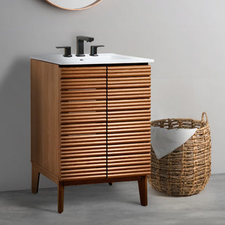 Stockholm 19 in. W x 18 in. D x 33 in. H Thin Linear Slat Modern Farmhouse 2-Shelf Bath Vanity Cabinet Only (Sink Basin not Included)