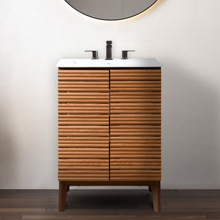 Stockholm 19 in. W x 18 in. D x 33 in. H Thin Linear Slat Modern Farmhouse 2-Shelf Bath Vanity Cabinet Only (Sink Basin not Included)