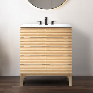 Stockholm 19 in. W x 18 in. D x 33 in. H Thin Linear Slat Modern Farmhouse 2-Shelf Bath Vanity Cabinet Only (Sink Basin not Included)