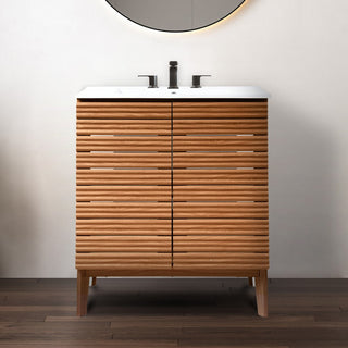 Stockholm 19 in. W x 18 in. D x 33 in. H Thin Linear Slat Modern Farmhouse 2-Shelf Bath Vanity Cabinet Only (Sink Basin not Included)