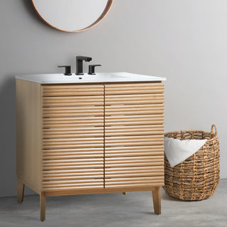 Stockholm 19 in. W x 18 in. D x 33 in. H Thin Linear Slat Modern Farmhouse 2-Shelf Bath Vanity Cabinet Only (Sink Basin not Included)