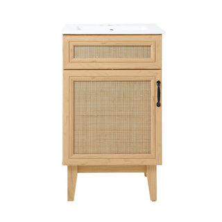 Redbay 19 in. W x 18 in. D x 33 in. H Rattan Modern Farmhouse 2-Shelf Bath Vanity Cabinet Only (Sink Basin not Included)