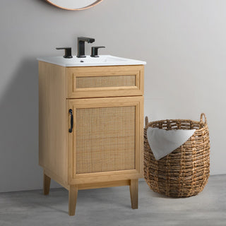 Redbay 19 in. W x 18 in. D x 33 in. H Rattan Modern Farmhouse 2-Shelf Bath Vanity Cabinet Only (Sink Basin not Included)