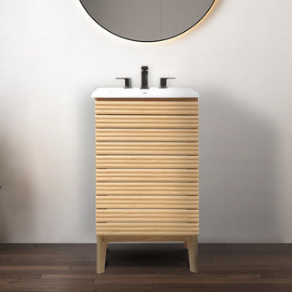 Fireclay Modern 2-Shelf Bath Vanity Cabinet with White Ceramic Sink Basin Top (Faucet not Included)