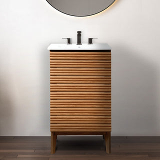 Fireclay Modern 2-Shelf Bath Vanity Cabinet with White Ceramic Sink Basin Top (Faucet not Included)