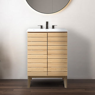 Fireclay Modern 2-Shelf Bath Vanity Cabinet with White Ceramic Sink Basin Top (Faucet not Included)