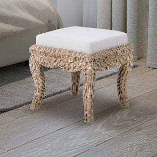 Baxton 19.7" Bohemian Designer Woven Rattan/Wood Vanity Stool