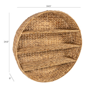 Annulus 24.5" 3-Shelf Circular Handwoven Hyacinth Wall Rack