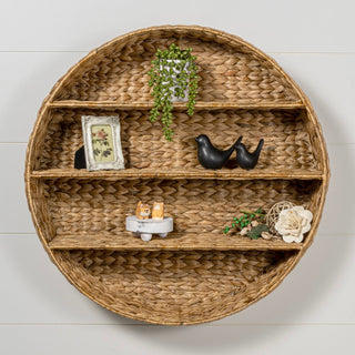 Annulus 24.5" 3-Shelf Circular Handwoven Hyacinth Wall Rack