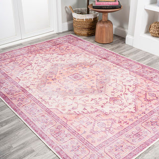 Bright ogee Medallion Washable Area Rug