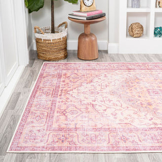 Bright ogee Medallion Washable Area Rug