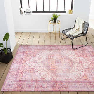 Bright ogee Medallion Washable Area Rug