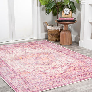 Bright ogee Medallion Washable Area Rug