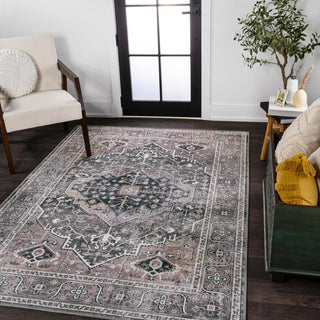 Bright ogee Medallion Washable Area Rug