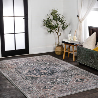 Bright ogee Medallion Washable Area Rug