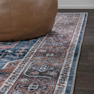 Bright ogee Medallion Washable Area Rug