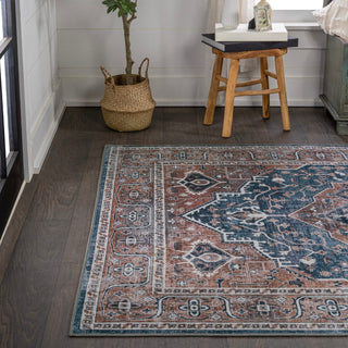 Bright ogee Medallion Washable Area Rug