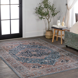 Bright ogee Medallion Washable Area Rug