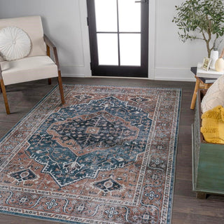 Bright ogee Medallion Washable Area Rug