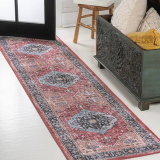 Bright ogee Medallion Washable Area Rug