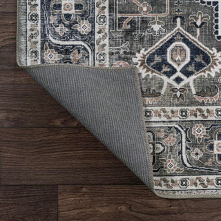 Bright ogee Medallion Washable Area Rug