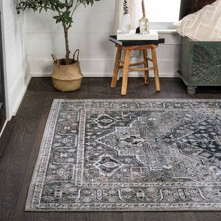 Bright ogee Medallion Washable Area Rug