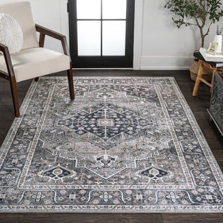 Bright ogee Medallion Washable Area Rug